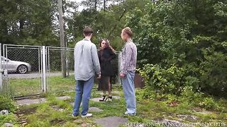 A man fucked a girl hard in the village, licking her pussy
