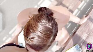 Bored busty Latina convinced to suck and fuck on the rooftop with stunning views