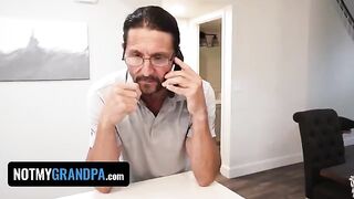 Horny babe Britt Blair with perky tits gets spanked by her stepdad for being naughty