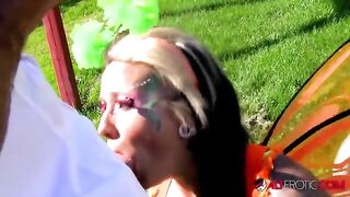 A tattooed cosplay model Lily Fatale gets fucked outdoors hard