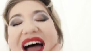 Nympho blonde gets her asshole gapped hard by a huge cock in intense anal action