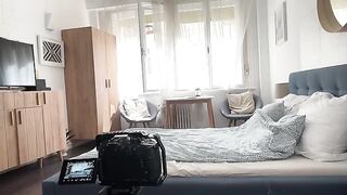 A sexy woman says goodbye to her friend and his impressive tool