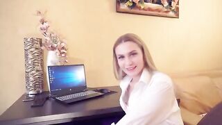 A hot chick is fucking with her boss to get promoted at work
