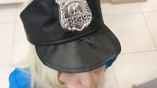 A sexy girl is pretending to be a police officer, checking apartments