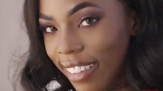 Petite ebony babe Sarah Banks gets her asshole gapped hard
