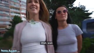 Lucky agent made a casting with two sexy Czech girls in a basement for cash