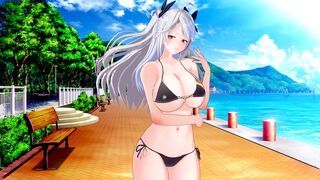 Huge tits waifu Prinz Eugen in POV action