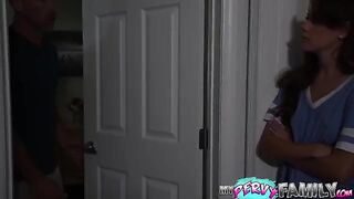 Skinny teen Selena Love rides stepdad’s cock passionately