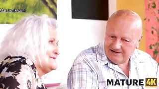 Voluptuous mature woman cheats on her hubby with a charming waiter in a steamy scene