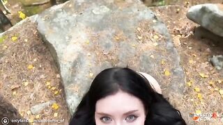 Babe fucked hard in the woods by a young guy