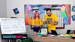 Two sneaky teens try to trick their stepdads to win a fantasy football