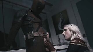 Deadpool fucks blonde Captain Marvel with big tits in a steamy parody