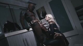 Deadpool fucks blonde Captain Marvel with big tits in a steamy parody
