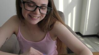Sexy teen bookworm learns anatomy on a real big cock
