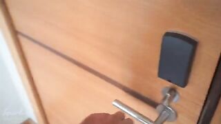 Petite teen Evie gets her pussy full of cum while stuck under the couch