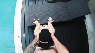 Bikini-clad beauty gets her asshole gapped by a muscular stud in POV