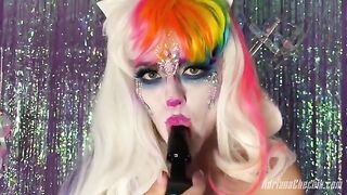 Rich Halloween Solo Action with a Rainbow Dildo featuring Adriana Chechik