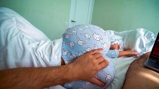 The step sister helps her stepbrother to experience orgasm watching porn