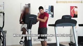 Fitness girl has sex with a guy in the gym
