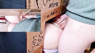 A tight pussy was fucked through the glory hole three times in a row