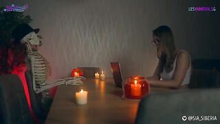 Strap-on sex with lesbians for a thrilling Halloween parody