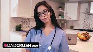 A cute nurse stepdaughter tested her stepdad’s endurance in a taboo encounter