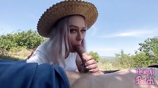 A girl met a guy and had sex with him in the fresh air