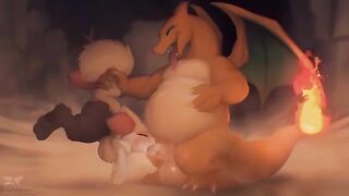 Fire-type Pokémon porn with cartoon hentai animation