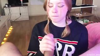 The student gently sucks and loves to get cum on her face