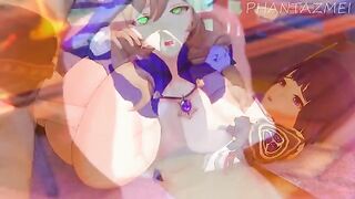 Genshin Impact anime porn with Lisa, Eula, and Jean in a bath scene