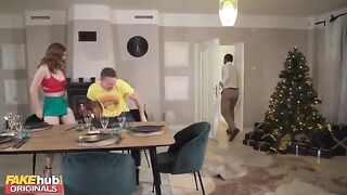 The stepson gets anal sex with his step mom at the Thanksgiving table