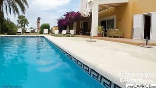 Little Caprice is hungry for cock, even while swimming in the pool