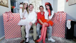 Hot stepdaughters Kyler Quinn and Alice Pink in a steamy Christmas costume swap