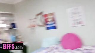 Two roommates fucked by girls in a steamy college orgy
