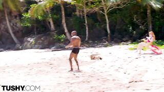 A juicy girl has anal sex with her young handsome fella in a romantic setting