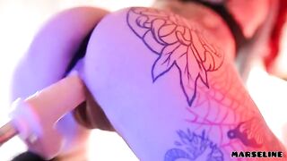 Babe Marseline fucks with a machine in a steamy scene
