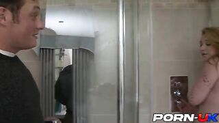Busty British babe Harmony Reigns gets fucked by stepdad after shower