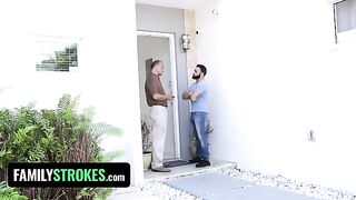Little slut Claire Black seduces and fucks her step uncle around the house
