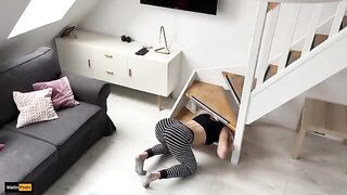The stepsister got stuck again and her stepbrother took advantage of her bad luck to have his way with her