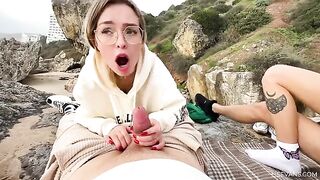 Two beautiful girls, on vacation, met boys and had a great sex party on the beach