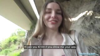 A cute young long haired Ukrainian had sex with a stranger outdoors for money