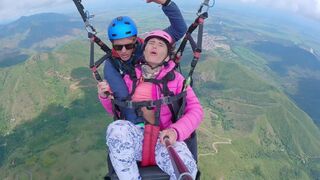 Squirting during a 2200 m high paragliding adventure