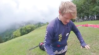 Squirting during a 2200 m high paragliding adventure