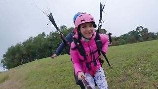 Squirting during a 2200 m high paragliding adventure