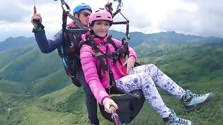 Squirting during a 2200 m high paragliding adventure