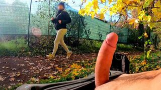 Stranger flashes his dick and gets fucked by a MILF in the park in this exclusive HD video