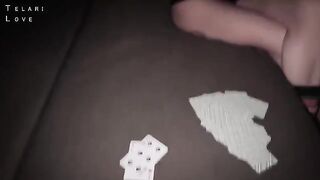 The guy played cards with his girlfriend and fucked her tits afterwards