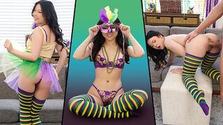 Petite Lulu Chu fucked by a big dick on Mardi Gras