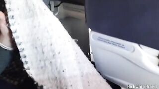 Horny pilot's wife shows big tits in public on the airplane