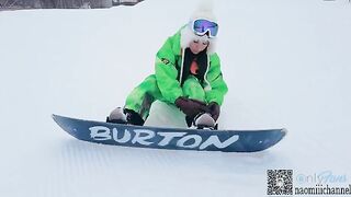 A creampie scene occurred on the slopes at a ski resort